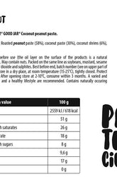 Nutritional information of GOOD JAR Coconut peanut paste including ingredients and serving details.